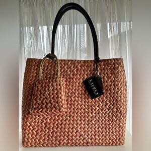 Lauren by Ralph Lauren woven bag with leather handles mini tote attached! NWT